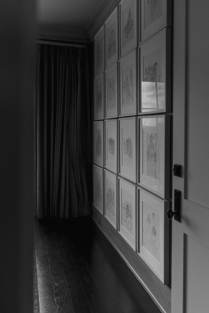 Photographs hung on the wall inside the bridal suite