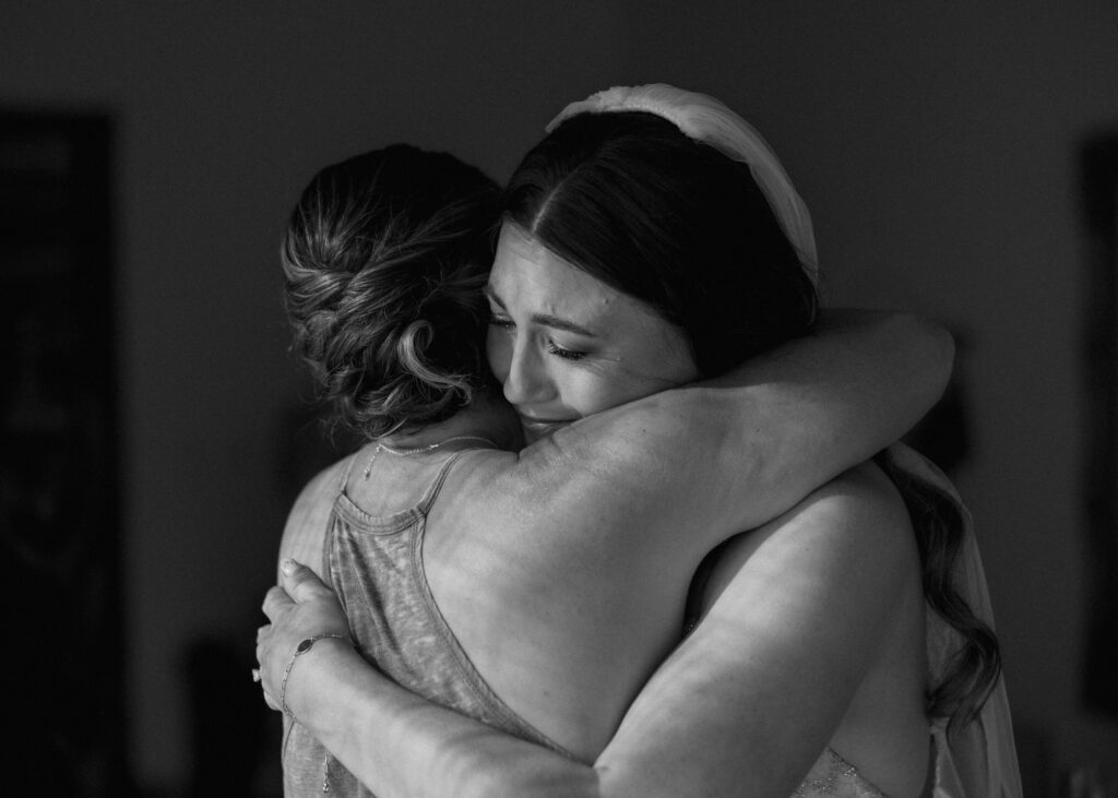 emotional bride tears getting ready candid wedding moment destination wedding Mexico