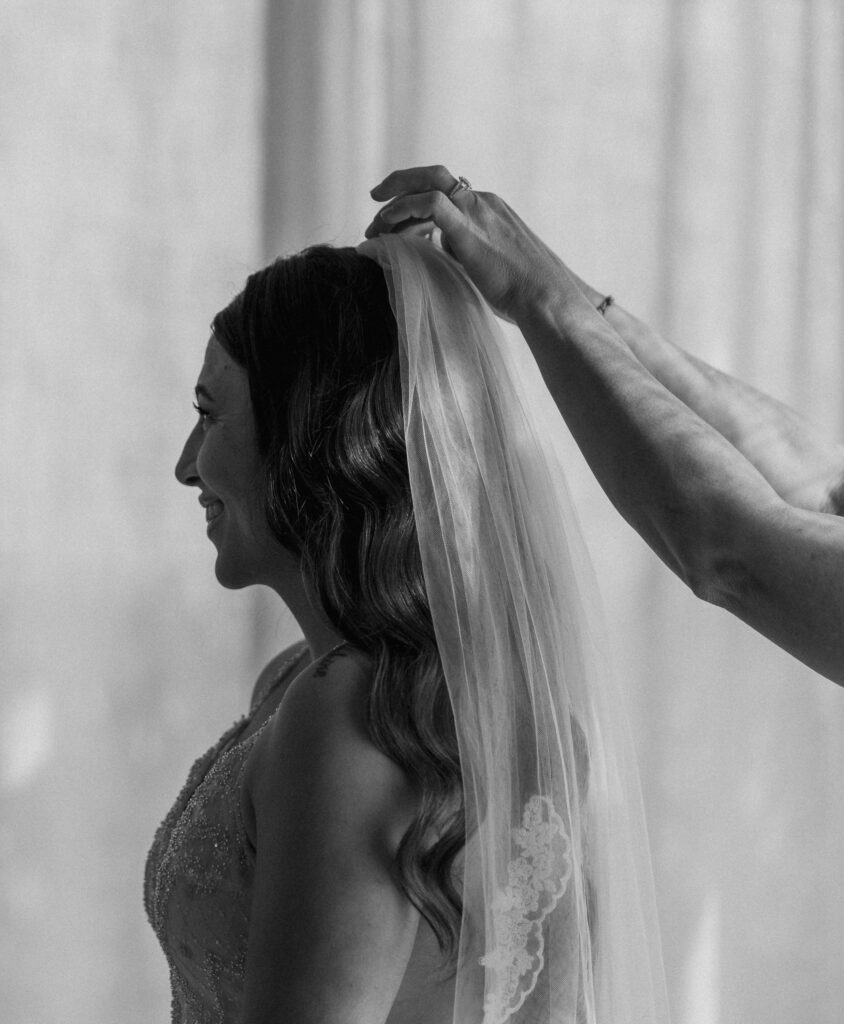 bride veil placement bridal portrait getting ready destination wedding Mexico soft light