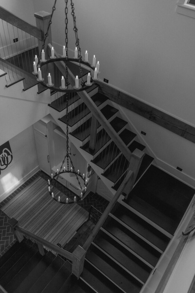 The stairwell to the bridal suite at Trinity View Farm