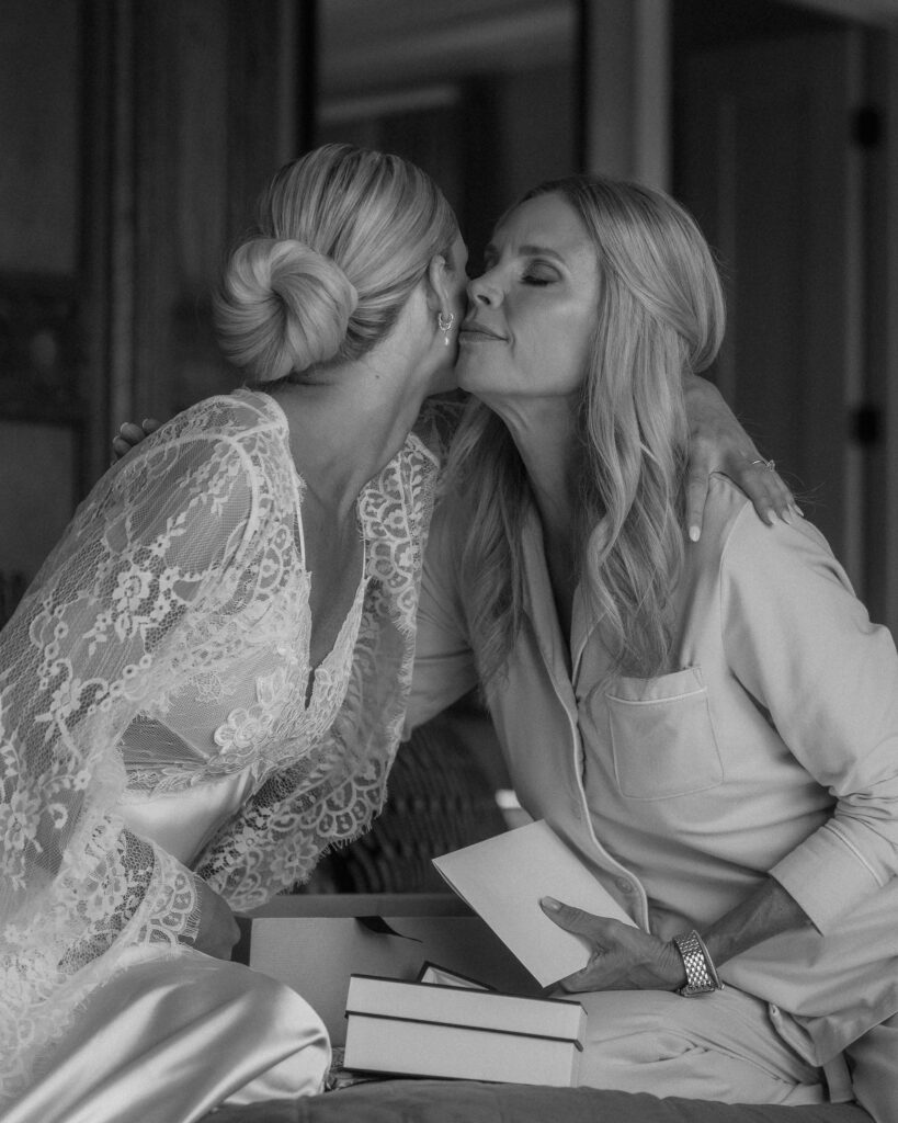 Bride sharing emotional moment with mother while getting ready for wedding in Franklin TN