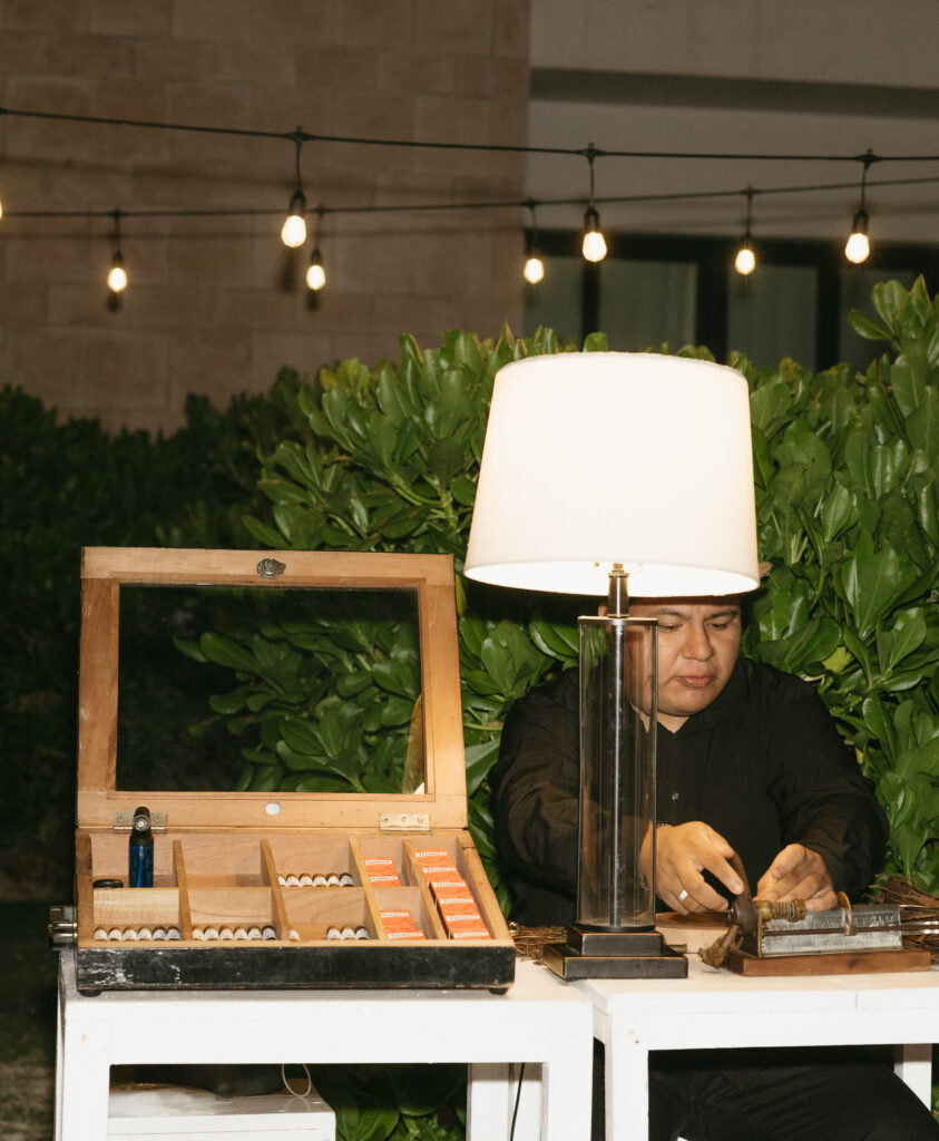 live hand rolled cigar station wedding reception luxury guest experience destination wedding Mexico