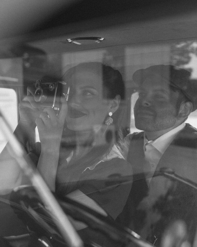 film inspired engagement photos inside car Amarillo Texas storytelling photography