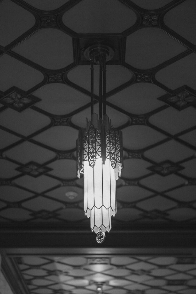 art deco chandelier ceiling detail amarillo texas courthouse black and white